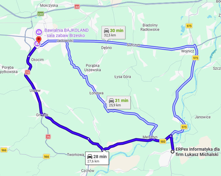 Mapa dojazdu Informatyka Brzesko – ERPex to szybki serwis komputerowy i wsparcie IT z dojazdem.